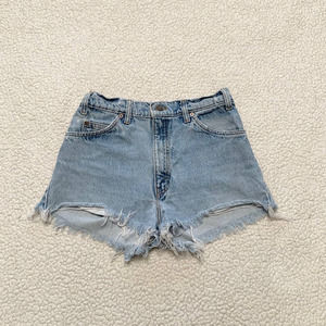 Levis Vintage 505 Orange Tag High-Waist Distressed Shorts